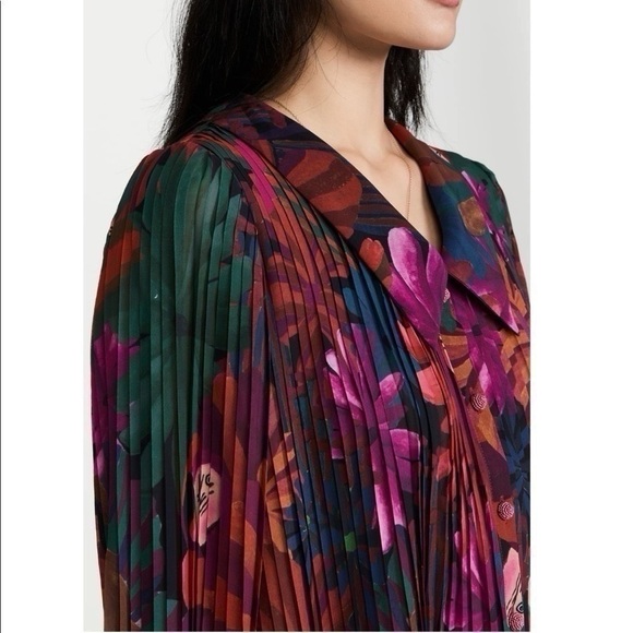 Farm Rio Bird Flowers Pleated Shirt Multicolor - Picture 6 of 13